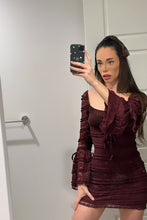 Load image into Gallery viewer, BURGUNDY LACE DRESS