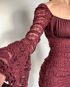 BURGUNDY LACE DRESS