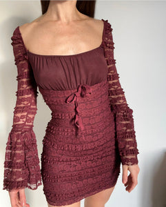 BURGUNDY LACE DRESS