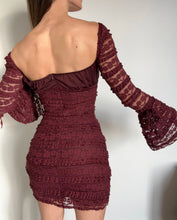 Load image into Gallery viewer, BURGUNDY LACE DRESS