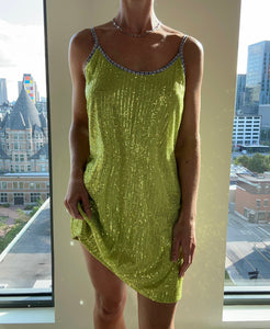 APPLE GREEN SEQUINS DRESS