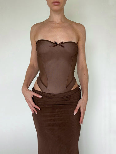 BROWN CORSET COORD