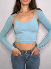 Load image into Gallery viewer, BABY BLUE BRALET CUT OUT CROP TOP