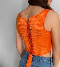 Load image into Gallery viewer, ORANGE SATIN POINTED HEM CORSET