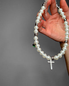 PEARL CROSS NECKLACE