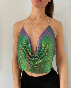 MERMAID BACKLESS STRAPPY CROP TOP