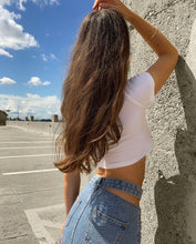 Load image into Gallery viewer, DENIM CUT-OUT HIGH WAIST SKIRT