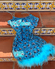 Load image into Gallery viewer, BLUE FEATHER DRESS