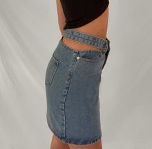 Load image into Gallery viewer, DENIM CUT-OUT HIGH WAIST SKIRT