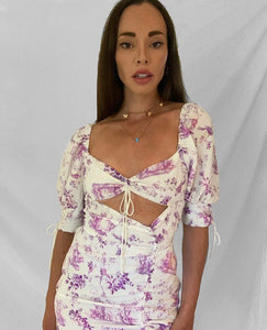 LILAC PORCELAIN PRINT DRESS